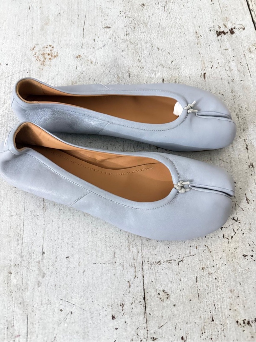 Maison Martin Margiela Pale Blue Tabi Leather Ballet Flats